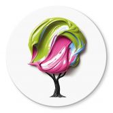 Glasbild Baum mit bunter 3D-Krone - Mielu - Rund 
