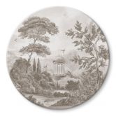 Glasbild Landschaft mit Gartenlandschaft in Beige - Ms Tiff - Rund 