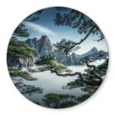 Glasbild Kiefernwald im Huang Shan Gebirge - NingYun Ye - Rund 