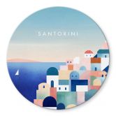 Glasbild Häuser von Santorini - Rivers - Rund 
