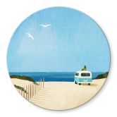 Glasbild Van Life - Urlaub am Meer - Rivers - Rund 