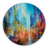 Glasbild Abstrakte Großstadt - Rund - Schmucker 
