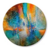 Glasbild Urbanes Licht in Blau und Orange - Schmucker - Rund 