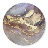 Glasbild Edle Strukturen in Gold und Violett - Shelest - Rund 