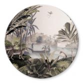 Glasbild Sir Edward - Landschaft mit Leoparden - Rund 