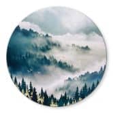 Glasbild Geheimnisvoller Nebel im Wald - SpaceFrog Designs - Rund 