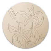 Holzbild 1X Studio - Line Art Floral - Minimalistische Blumen - Rund 