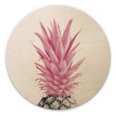 Holzbild Pinke Ananas - 1X Studio - Rund 