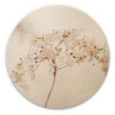 Tableau sur bois rond 1X Studio - branche aux fleurs délicates 