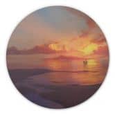 Billede af træ aerroscape - Solnedgang ved havet - Rund 