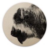Holzbild Angyalosi - Bison - Rund 