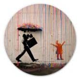 Holzbild Banksy - Coloured Rain - Rund 