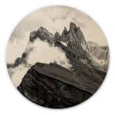 Holzbild Blick auf die Alpen - Berglandschaft der Dolomiten 