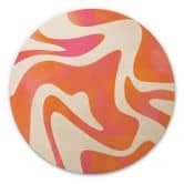 Holzbild Abstrakte Wellen in Orange-pink - Bloom - Rund 