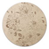 Holzbild Dahlien Shabby Chic Beige - Bloomery Decor - Rund 