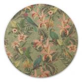 Holzbild Dschungel mit Papageien Grün - Bloomery Decor - Rund 