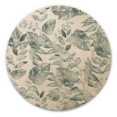 Holzbild Dschungelblätter Aquarell Creme - Bloomery Decor - Rund 