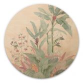 Holzbild Tropische Idylle mit Kolibri Apricot - Bloomery Decor - Rund 