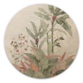 Holzbild Tropische Idylle mit Kolibri Blau - Bloomery Decor - Rund 