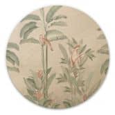 Holzbild Tropischer Wald mit Kakadus - Bloomery Decor - Rund 
