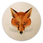 Holzbild Fuchs - Tier-Motiv Rund - Braun 