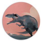 Holzbild Dinosaurier Giganotosaurus Rund - Braun 
