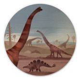 Holzbild Im Land der Dinosaurier - Braun - Rund 