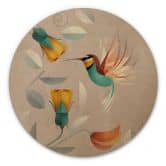Holzbild Vogelmotiv - Kolibri Rund - Braun 