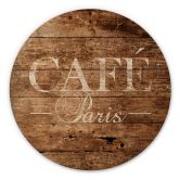 Tableau sur bois rond Café Paris 