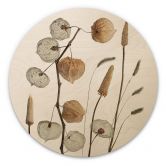 Holzbild Getrocknete Lampionblumen - Disher - Rund 