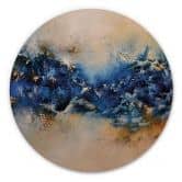 Holzbild Blau-goldene Interaktion - Fedrau - Rund 