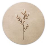 Holzbild Blumen Illustration - Vergissmeinnicht - Goed Blauw - Rund 