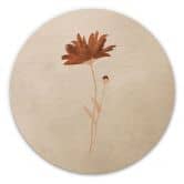Holzbild Wildblume abstrakt - Goed Blauw - Rund 