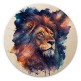 Holzbild Heine - Mächtiger Löwe im Sternenhimmel - Astro Cruise - Rund 