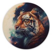 Holzbild Heine - Tiger im Sternenhimmel - Rund 