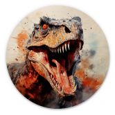 Holzbild T-Rex: Das wilde Gesicht der Urzeit - Jaszke - Rund 