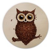 Holzbild Kaffeeeule - Rund 