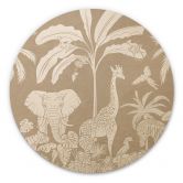 Holzbild Dschungelträume - Afrikas Tierwelt in Braun - Kikki Belle - Rund 