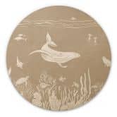 Houten Wanddecoratie zeedieren in de oceaan - Bruin - Kikki Belle - Rond 