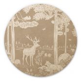 Holzbild Herbstlicher Wald mit Hirschen und Füchsen - Braun - Kikki Belle - Rund 