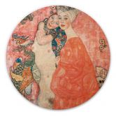 Holzbild mit Frauenkunst - Klimt - Die Freundinnen - Rund 