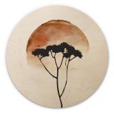 Holzbild Kubistika - Afrikanische Wüste - Rund 