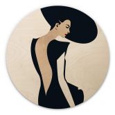 Holzbild Kubistika - Die Dame im schwarzen Kleid - Rund 