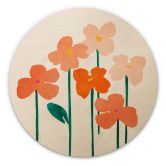 Holzbild Kleine Blumen in Peach-Farben - Kubistika - Rund 