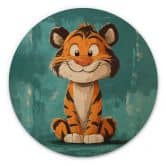 Holzbild Kinderzimmer - Fröhliches Tigerbaby - Magnusson - Rund 