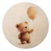 Holzbild für das Babyzimmer - Kleiner Teddybär mit Luftballon - Magnusson - Rund 