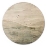 Holzbild Neblige Berglandschaft Aquarell - Ms Tiff - Rund 