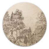 Holzbild Wald mit Waldlandschaft in Beige - Ms Tiff - Rund 