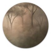 Holzbild Waldmagie im Morgennebel Beige - Ms Tiff - Rund 