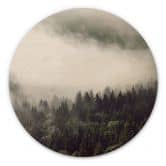 Holzbild Nebel im Wald 02 - Rund 